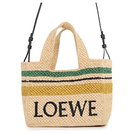 Borsa Loewe Font Tote Small in rafia e pelle
