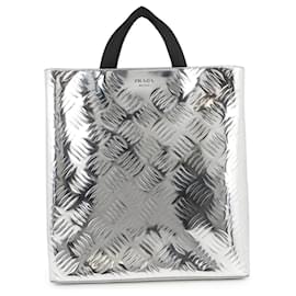 Borsa Tote Prada argento in tela e pelle