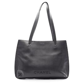 Bolso Tote Chanel de piel de becerro granulado negro
