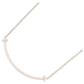 Tiffany & Co. T Smile Small Diamant-Halskette aus 18 Karat Roségold