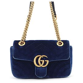 Gucci GG Marmont Chevron Velour Handbag