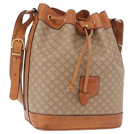 Céline Borsa a Spalla CELINE in Tela Macadam PVC Beige Oro Auth 188399