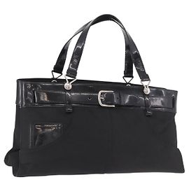 Borsa Christian Dior in nylon nero con dettagli argento Auth bs35673