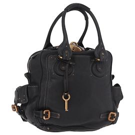 Chloé Borsa a mano Chloe Paddington in pelle nera oro argento Auth bs35640V