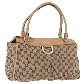 Borsa GUCCI GG Canvas Abbey Beige Oro 189831 Auth ka4927