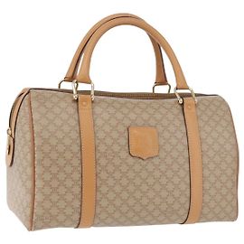 Céline Borsa Boston CELINE Macadam Canvas PVC Beige Oro Autentica 188481V