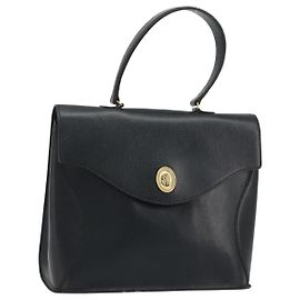 Borsa Christian Dior in pelle blu navy e oro Autentica 188236A