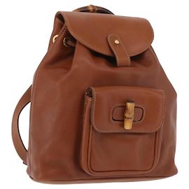 GUCCI Bamboo Rucksack Leder Braun Gold 003 2058 0030 Auth ka4930