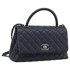 Borsa a mano CHANEL Matelasse Chain Caviar Navy Silver CC 2way ka4899SAM