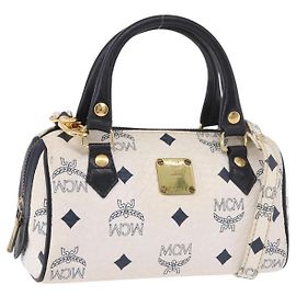 Borsa MCM Vicetos Logogram in PVC e pelle 2way White Gold Auth 188210