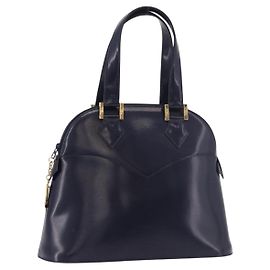 Borsa a mano SAINT LAURENT in pelle blu navy e oro Auth 188373