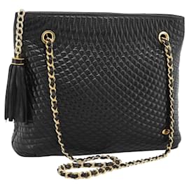 Sac à bandoulière à chaîne BALLY en cuir noir et or Auth 188542 - Bally