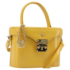 Borsa a mano Gianni Versace in pelle 2way Yellow Gold Auth BA13518