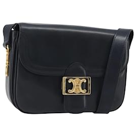 Céline Borsa a tracolla CELINE in pelle blu navy e oro Auth mr2557A