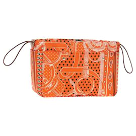 HERMES Foolby 25 Pouch Seta Arancione Autentica 188883M - Hermès