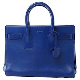 Saint Laurent Paris Sac de Jour Borsa 2way in pelle blu 324823