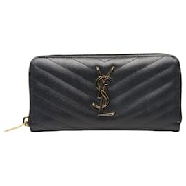 Saint Laurent Monogramm YSL Logo Rund Reißverschluss Langgeldbörse
