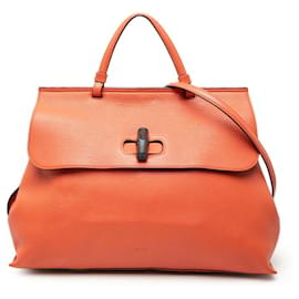 Bolsa Tote Gucci Bamboo Daily em couro vermelho