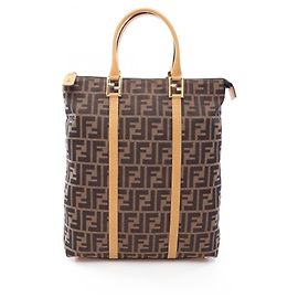 Fendi Zucca Tote Bag braun beige Leder und Canvas