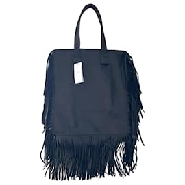 Borsa tote Iro in pelle nera con frange