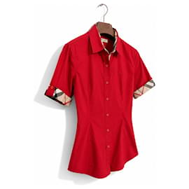 Camisa Burberry London Algodón Rojo Nova Check