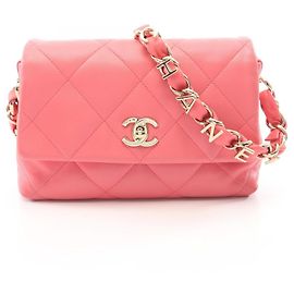 Borsa a tracolla Chanel Matelassé in agnello rosa