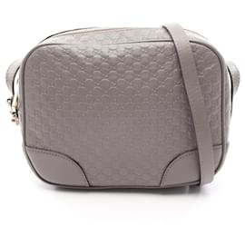 Borsa a tracolla Gucci Bree Microguccissima in pelle grigia