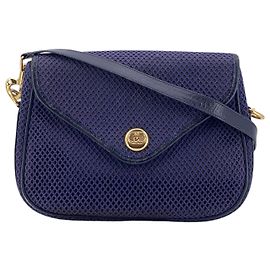 Gucci Bolsa de ombro mesh azul marinho vintage com logotipo G entrelaçado dourado