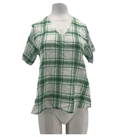 Autre Marque Bluse mit grün-weißem Karomuster
