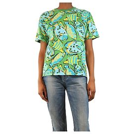 Dior Camiseta vintage verde con estampado de peces - talla S