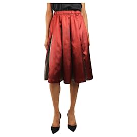 Comme Des Garcons Falda midi de satén roja y gris - talla XS