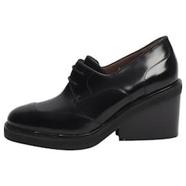Hermès Schwarze Derby-Absatzschuhe mit breitem Blockabsatz - Größe EU 36