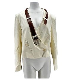 Autre Marque MEDEEA Blazer aus weißer Wolle mit Gürtel