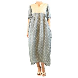 Autre Marque Blue linen-blend midi dress - size M