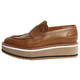 Robert Clergerie Sapatos de plataforma em couro com estampa de cobra cor de mel - tamanho EU 38.5