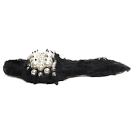 Miu Miu Sandali decorati con finta pelliccia nera - taglia EU 39.5
