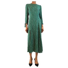 Reformation Grünes Midi-Kleid mit Blumenmuster - Größe UK 8