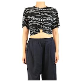 Paco Rabanne Top con ojales y estampado de cadena negro - talla UK 10
