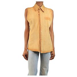 Roberto Cavalli Camicia smanicata in scamosciato neutro - taglia XS