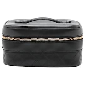 Borsa Vanity in pelle di agnello bicolore vintage nero 1994 - Chanel