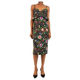 Victoria Beckham Vestido midi com estampa floral preta - tamanho UK 6
