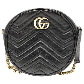 Gucci Borsa rotonda in pelle GG Marmont nera