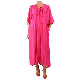 Autre Marque Kaftan de seda rosa intenso con tira para el cuello - talla UK 2