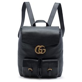 Gucci Black GG Marmont Rucksack aus Kalbsleder