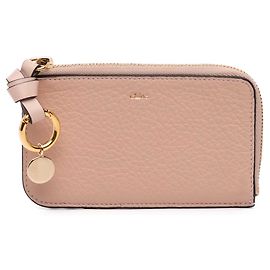 Chloé Pink Grained Leather Alphabet Zip  Card Holder