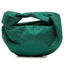 Bottega Veneta Jodie in raso verde con decorazioni in cristallo mini