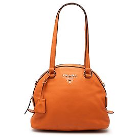 Borsa Satchel Dome Vitello Daino Arancione Prada