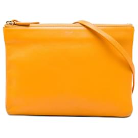 Celine Trio Crossbody in agnello arancione grande - Céline