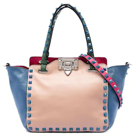 Borsa Valentino Beige Mini Leather Colorblock Rockstud Trapeze