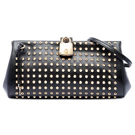 Borsa a tracolla Burberry Black Studded Calfskin Padlock